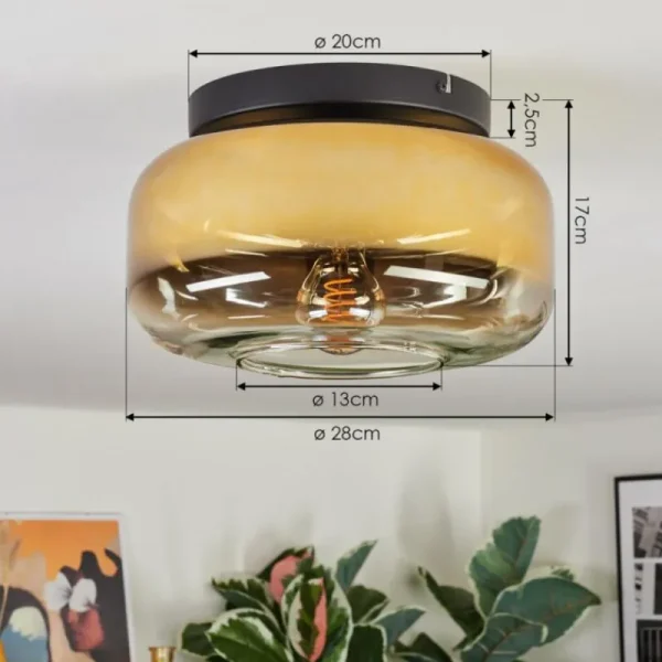 hofstein Boza Plafonnier, Boule lumineuse Or, Clair, 1 lumière* Lampes En Verre