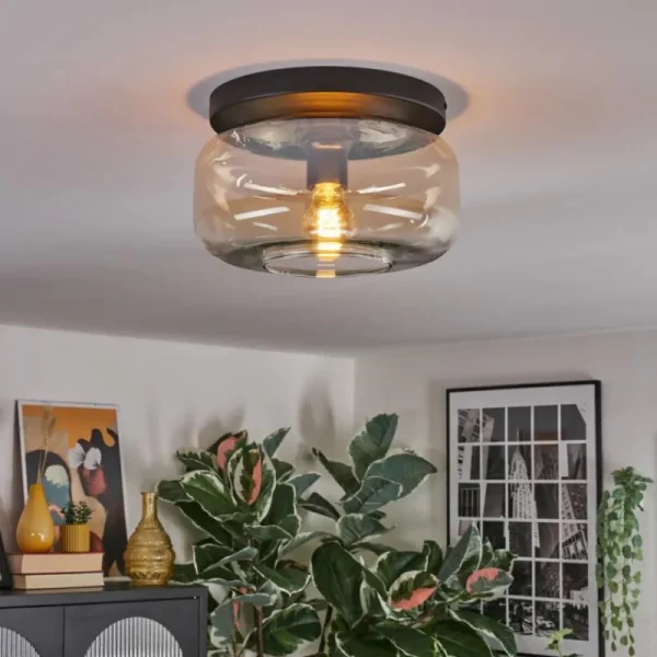 hofstein Boza Plafonnier, Boule lumineuse Ambre, Clair, 1 lumière* Lampes En Verre