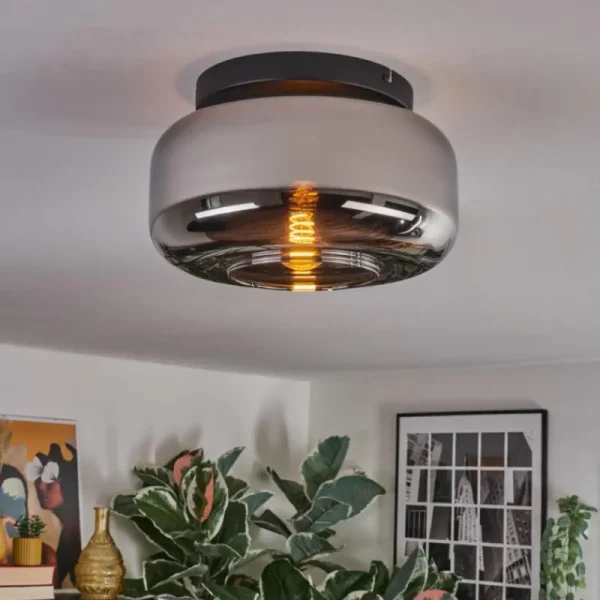 hofstein Boza Plafonnier, Boule lumineuse Chrome, Fumé, 1 lumière* Lampes Modernes