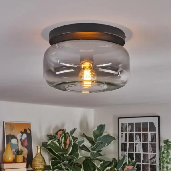 hofstein Boza Plafonnier, Boule lumineuse Clair, Fumé, 1 lumière* Lampes Modernes