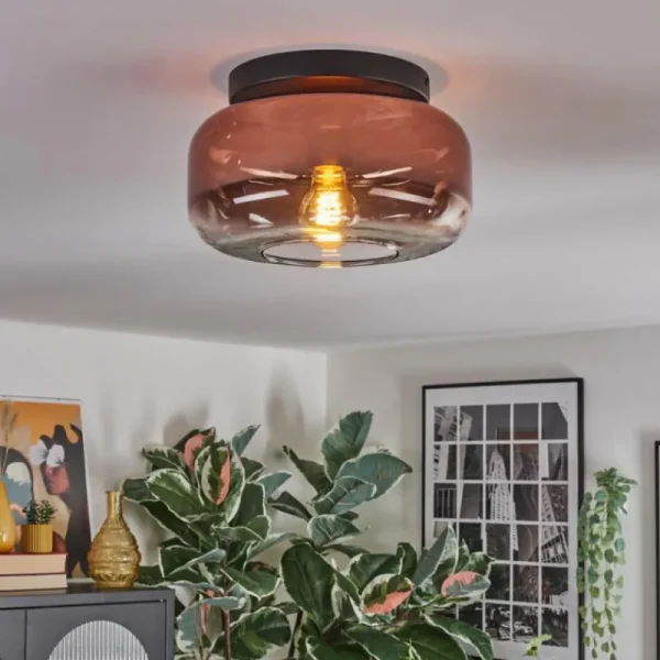 hofstein Boza Plafonnier, Boule lumineuse Clair, Cuivré, 1 lumière* Lampes En Verre