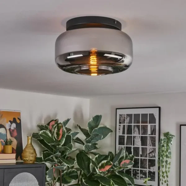 hofstein Boza Plafonnier, Boule lumineuse Chrome, Fumé, 1 lumière* Lampes Modernes