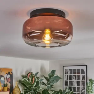 hofstein Boza Plafonnier, Boule lumineuse Clair, Cuivré, 1 lumière* Lampes En Verre