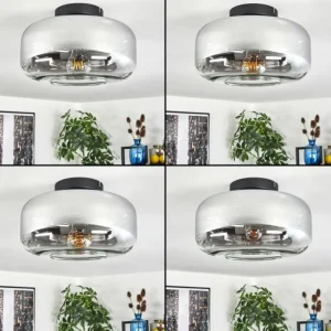 hofstein Boza Plafonnier Chrome, Clair, Fumé, 1 lumière* Lampes Modernes