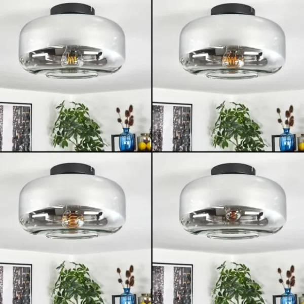 hofstein Boza Plafonnier Chrome, Clair, Fumé, 1 lumière* Lampes Modernes