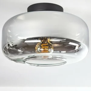 hofstein Boza Plafonnier Chrome, Clair, Fumé, 1 lumière* Lampes Modernes