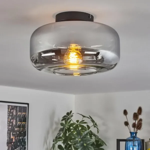 hofstein Boza Plafonnier Chrome, Clair, Fumé, 1 lumière* Lampes Modernes