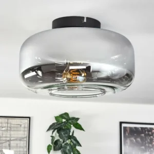 hofstein Boza Plafonnier Chrome, Clair, Fumé, 1 lumière* Lampes Modernes