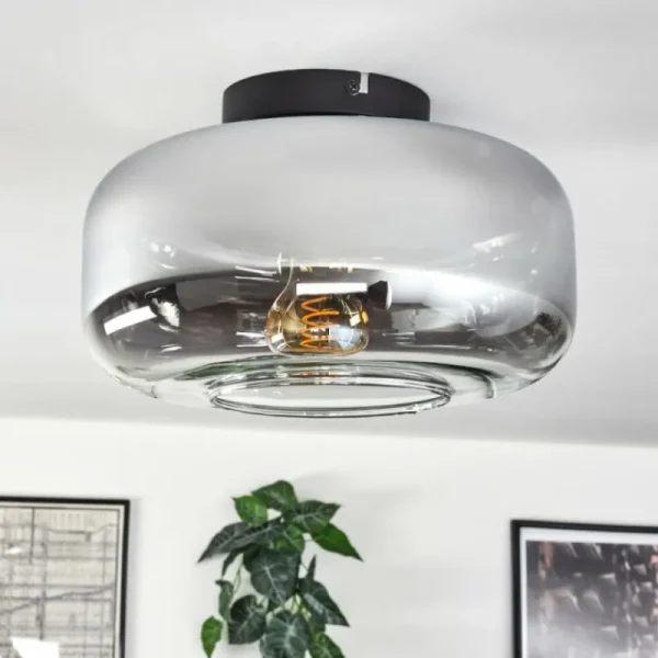 hofstein Boza Plafonnier Chrome, Clair, Fumé, 1 lumière* Lampes Modernes