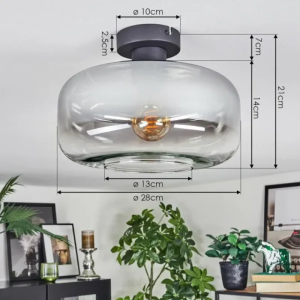 hofstein Boza Plafonnier Clair, Fumé, 1 lumière* Lampes Modernes