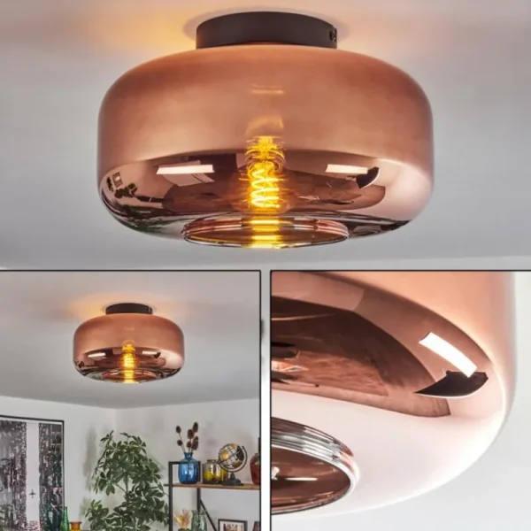 hofstein Boza Plafonnier Cuivré, 1 lumière* Lampes En Verre