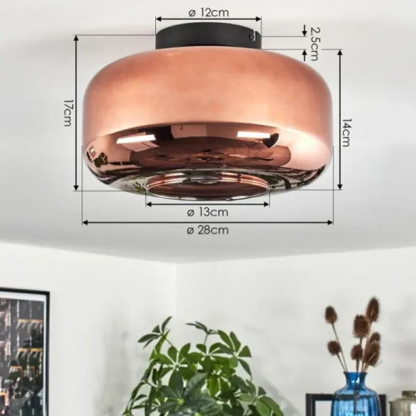 hofstein Boza Plafonnier Cuivré, 1 lumière* Lampes En Verre