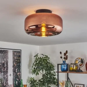 hofstein Boza Plafonnier Cuivré, 1 lumière* Lampes En Verre