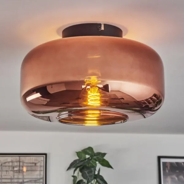 hofstein Boza Plafonnier Cuivré, 1 lumière* Lampes En Verre