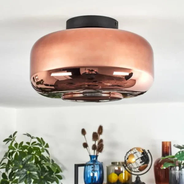hofstein Boza Plafonnier Cuivré, 1 lumière* Lampes En Verre