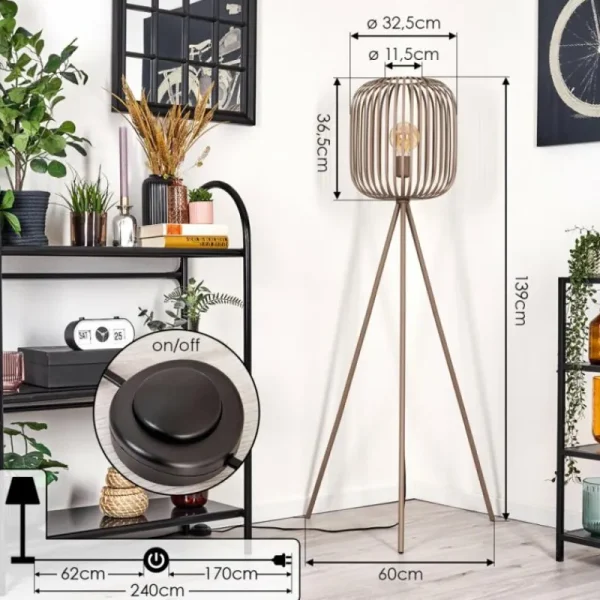 hofstein Bystrup Lampadaire Beige, Sable, 1 lumière* Lampes Modernes