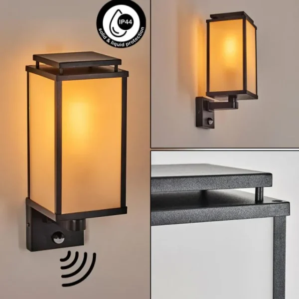 hofstein Cadafaes Lampe murale d´extérieur Noir, 1 lumière, Détecteur de mouvement* Lampes Modernes