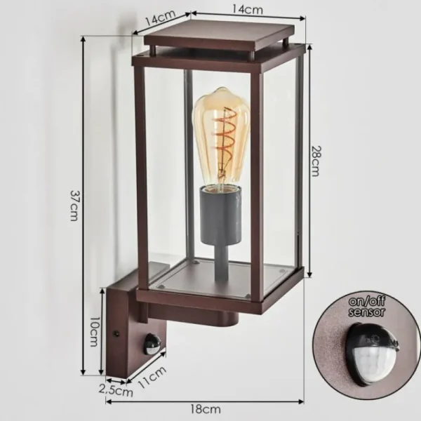 hofstein Cadafaes Lampe murale d´extérieur Rouille, 1 lumière, Détecteur de mouvement* Lampes Modernes