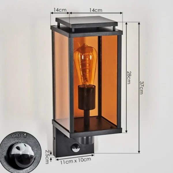 hofstein Cadafaes Lampe murale d´extérieur Noir, 1 lumière, Détecteur de mouvement* Lampes Modernes