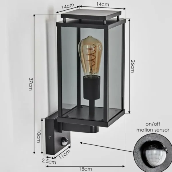 hofstein Cadafaes Lampe murale d´extérieur Noir, 1 lumière, Détecteur de mouvement* Lampes Modernes