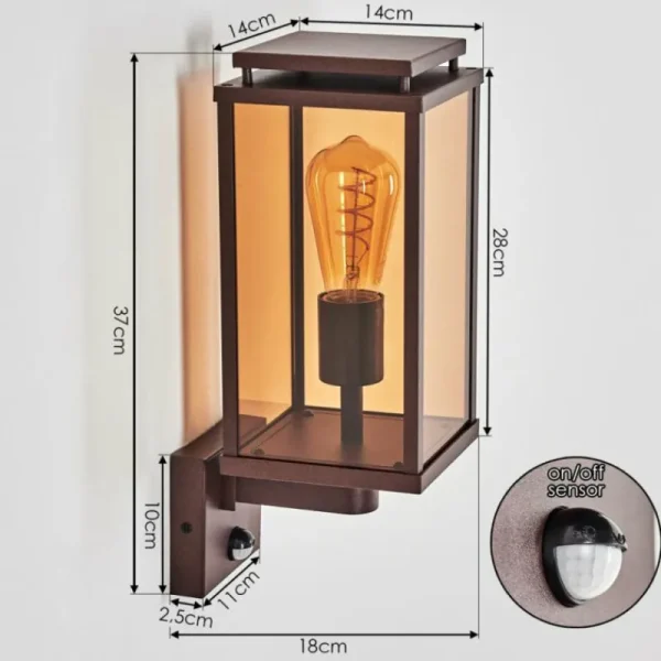 hofstein Cadafaes Lampe murale d´extérieur Rouille, 1 lumière, Détecteur de mouvement* Lampes Modernes