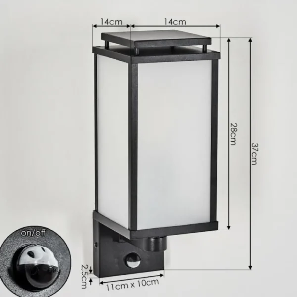 hofstein Cadafaes Lampe murale d´extérieur Noir, 1 lumière, Détecteur de mouvement* Lampes Modernes