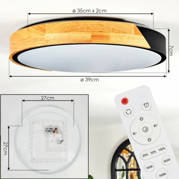 hofstein Cadaixo Plafonnier, Panel LED Blanc, 1 lumière, Télécommandes* Lampes Modernes
