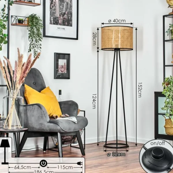 hofstein Cando Lampadaire, Liseuse Noir, 1 lumière* Lampes Modernes