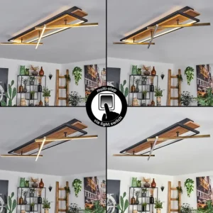 hofstein Cascada Plafonnier LED Laiton, Écru, Noir, 1 lumière* Lampes Modernes