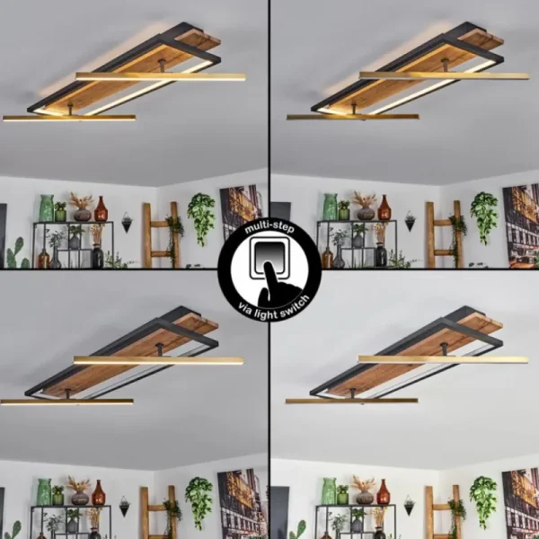 hofstein Cascada Plafonnier LED Laiton, Écru, Noir, 1 lumière* Lampes Modernes