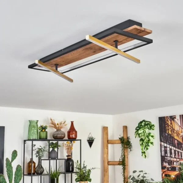 hofstein Cascada Plafonnier LED Laiton, Écru, Noir, 1 lumière* Lampes Modernes