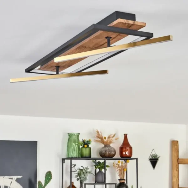 hofstein Cascada Plafonnier LED Laiton, Écru, Noir, 1 lumière* Lampes Modernes