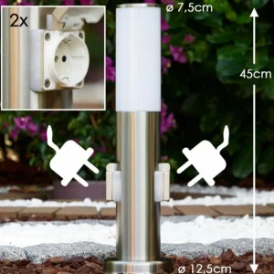 hofstein Caserta Borne lumineuse, Lampadaire, Eclairage de chemin Acier inoxydable, 1 lumière* Lampes Modernes
