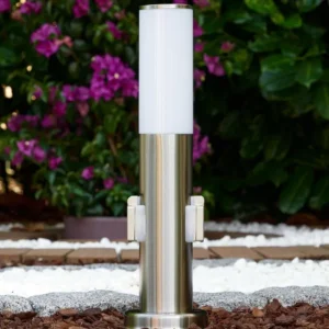 hofstein Caserta Borne lumineuse, Lampadaire, Eclairage de chemin Acier inoxydable, 1 lumière* Lampes Modernes