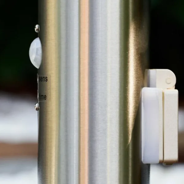 hofstein Caserta Lampadaire, Eclairage de chemin Acier inoxydable, 1 lumière, Détecteur de mouvement* Lampes Modernes