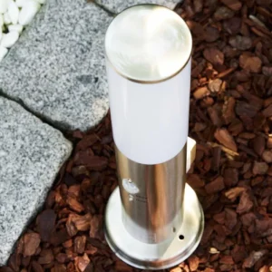 hofstein Caserta Lampadaire, Eclairage de chemin Acier inoxydable, 1 lumière, Détecteur de mouvement* Lampes Modernes