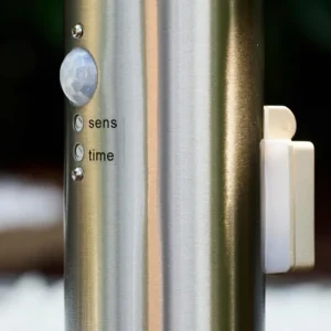 hofstein Caserta Lampadaire, Eclairage de chemin Acier inoxydable, 1 lumière, Détecteur de mouvement* Lampes Modernes