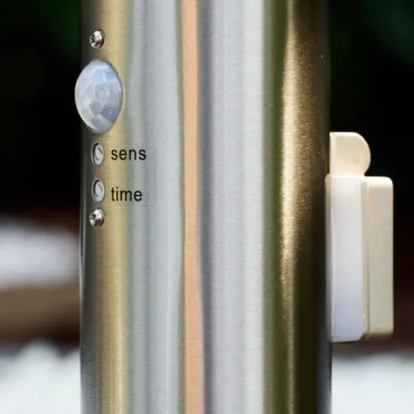 hofstein Caserta Lampadaire, Eclairage de chemin Acier inoxydable, 1 lumière, Détecteur de mouvement* Lampes Modernes