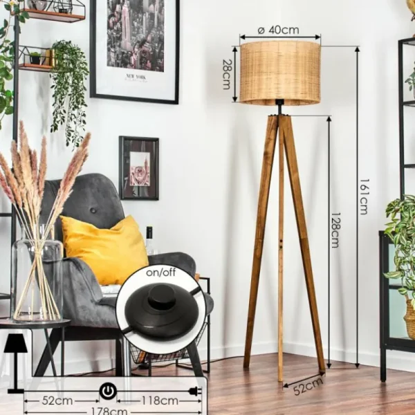 hofstein Cavaca Lampadaire, Liseuse Écru, Noir, 1 lumière* Lampes Modernes