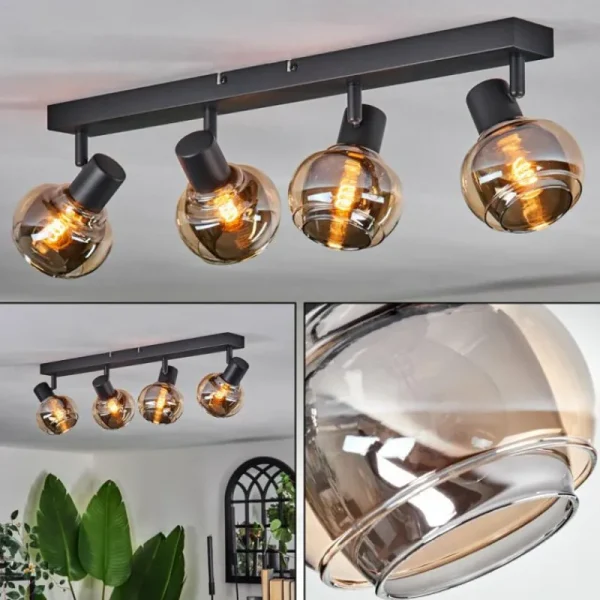 hofstein Cevio Plafonnier Noir, 4 lumières* Lampes Modernes