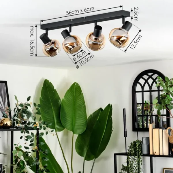hofstein Cevio Plafonnier Noir, 4 lumières* Lampes Modernes