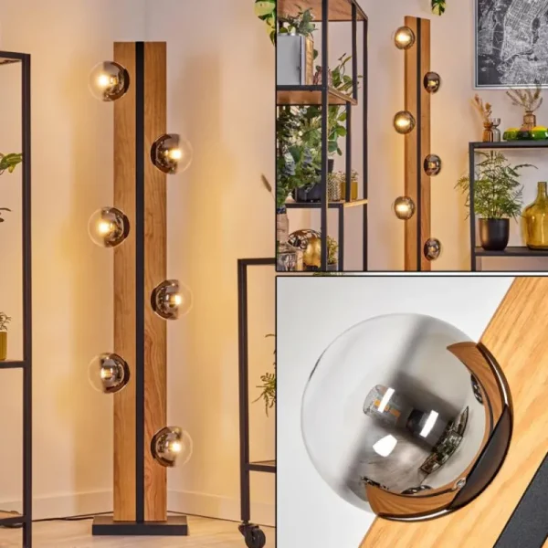 hofstein Chehalis Boule lumineuse, Lampadaire Écru, Noir, 6 lumières* Lampes Modernes