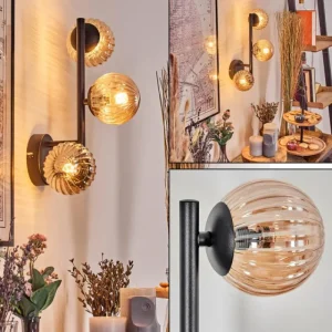 hofstein Chehalis Boule lumineuse, Applique murale Ambre, 3 lumières* Lampes Modernes