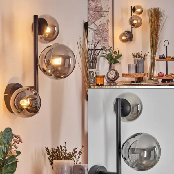 hofstein Chehalis Boule lumineuse, Applique murale 23 cm Fumé, 3 lumières* Lampes Modernes