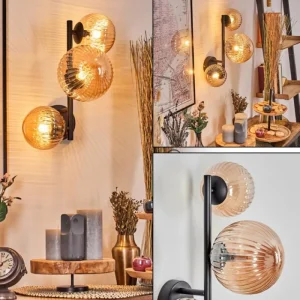 hofstein Chehalis Boule lumineuse, Applique murale Ambre, 3 lumières* Lampes Modernes