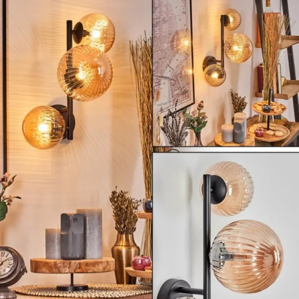 hofstein Chehalis Boule lumineuse, Applique murale Ambre, 3 lumières* Lampes Modernes