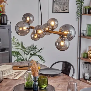 hofstein Chehalis Boule lumineuse, Suspension Fumé, 8 lumières* Lampes Modernes