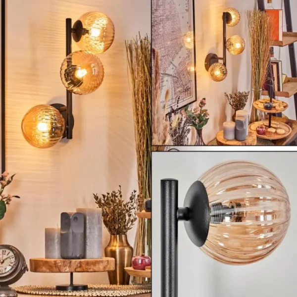 hofstein Chehalis Boule lumineuse, Applique murale Ambre, 3 lumières* Lampes Modernes
