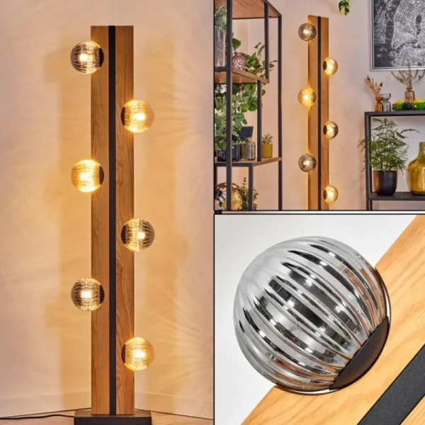 hofstein Chehalis Boule lumineuse, Lampadaire Écru, Noir, 6 lumières* Lampes Modernes