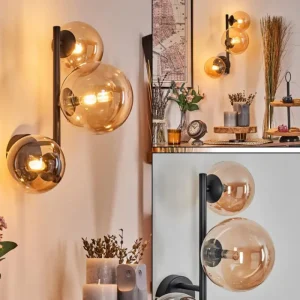 hofstein Chehalis Boule lumineuse, Applique murale Ambre, 3 lumières* Lampes En Verre